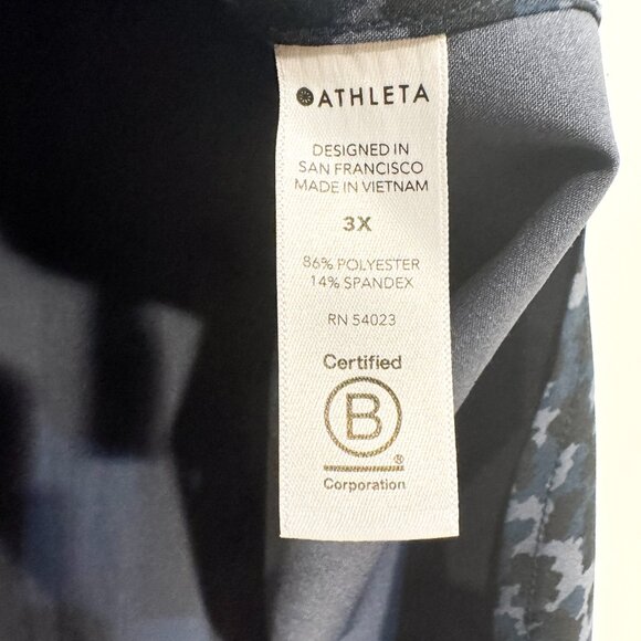 Athleta Zephyr Animal Print Top Allure Blue Navy Sleeveless Women's Plus Size 3X - Picture 5 of 5